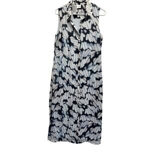 CAbi Sleeveless Button-Front Mini Dress in Black and White Abstract Print